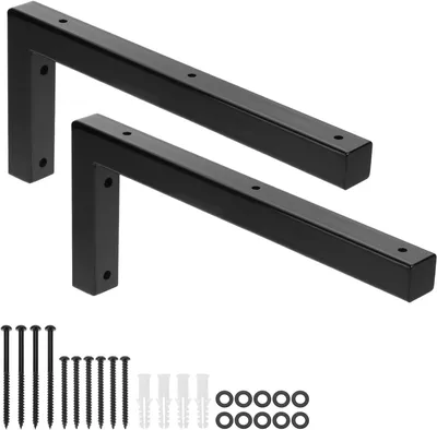 Image de Console pour lavabo de 35 cm, lot de 2, en métal noir, pour salle de bain