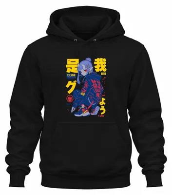 Productafbeelding van Oni Demon Meisjes Techwear Japan Streetwear Anime Y2K Otaku Hoodie, Zwart, Maat M