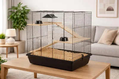 Immagine prodotto di Gabbia per criceti Gabbia per topi Gabbia per roditori 59 x 38 x 55 cm nero con accessori