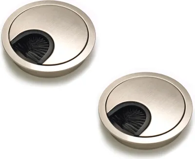 Produktbild von 2er Set sossai Metall Kabeldurchlass Ø60mm in Gebürstetem Stahl Schreibtisch Kabeldurchführung