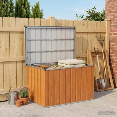 Produktbild von PUEAZU Außenlagerbox Holz 109 x 67 x 65 cm Verzinkter Stahl - Gartenboxen &39963