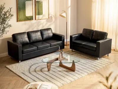 Produktbild von Couchgarnitur 3+2 - Kunstleder - Schwarz - ACKLEY