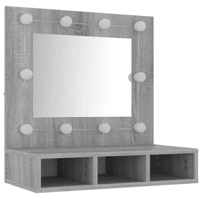 Imagen del producto de Espejo con armario LED, color gris Sonoma, 60x31,5x62 cm, marca vidaXL