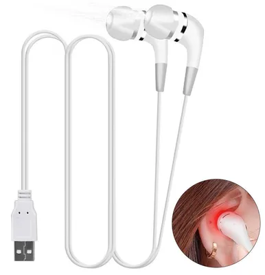 Produktbild von Tinnitus Ohrstöpsel Infrarot 650nm – Rotlicht USB mit Silikonaufsätzen, Box | Für Ohrenpflege & besseren Schlaf