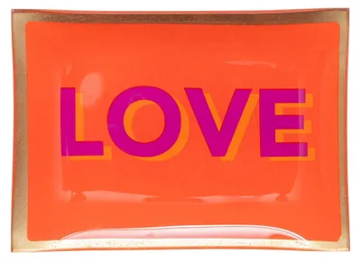 Produktbild von Gift Company Glasteller Love Plates Love M, Dekoteller, Schale, Glas, Orange, Gold, 10 x 14 cm, 1088204011