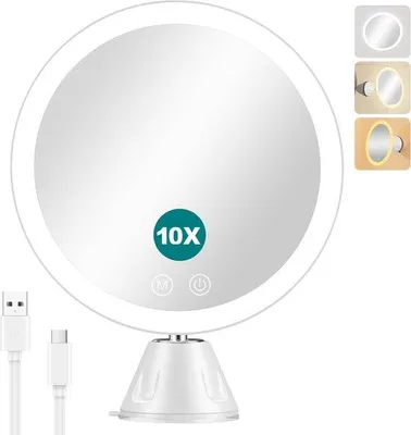 Obrázok produktu pre Kompaktné zrkadlo s LED osvetlením, otočné o 360°, biele, prenosné