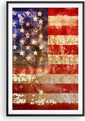 Produktbild von Gerahmtes Poster - Schwarzer Rahmen - Amerika Flagge national patriotisch - 61x91,5 cm - Wand Bild - Wanddeko - Wandbilder - Wandposter - Bilderrahmen - Bilder - Kunstdruck - Wandbild P2BPA61x91-3084