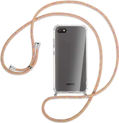 Produktbild von Handykette Backcover-Schutzhülle mit Band (Metall silberfarben) für Xiaomi Redmi 6A - Rainbow