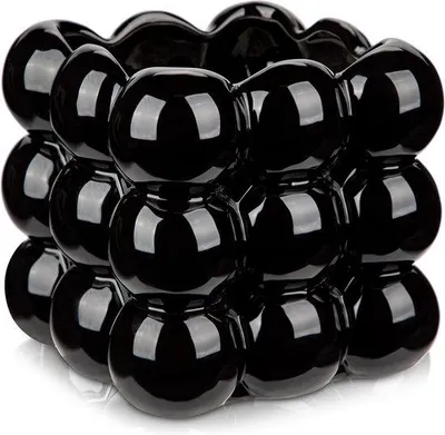 Image de Pot de fleur en céramique - élégance moderne - lot de 2 - noir - céramique - 13 cm