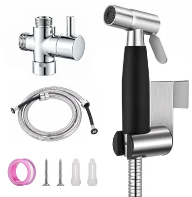 Hand-Bidet-Sprühset mit flexiblem Schlauch und T-Ventil