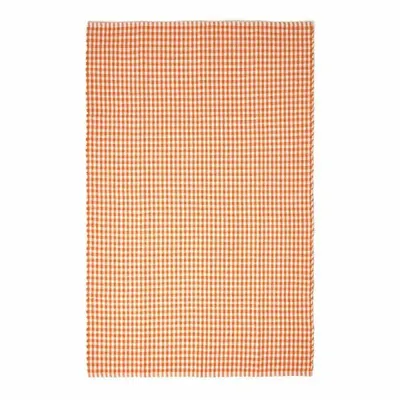 Produktbild von HOMESCAPES Webteppich orange-weiß kariert - Baumwollteppich Vichy-Karo, 60x90 cm