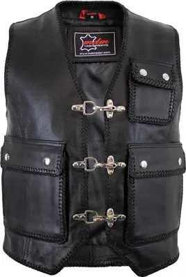 Produktbild von Rockerweste mit aufgesetzten Taschen Clubweste Lederweste Clubweste Rindleder(3XL)