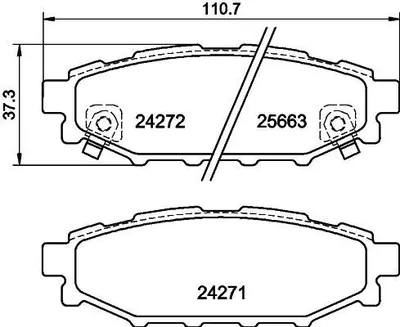 Produktbild von HELLA Bremsbeläge Satz Hinten Bremsklötze für TOYOTA GT 86 Coupe (ZN6) 8DB 355 040-391
