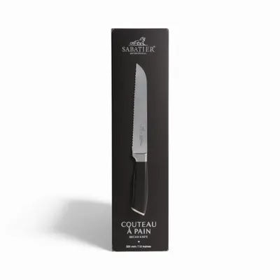 Produktbild von SABATIER Couteau A Pain - Profi - Brotschneidemesser- Brotmesser mit Wellenschliff - Klingenlänge: 20 cm Edelstahl/schwarz