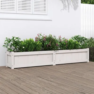 Produktbild von Möbel Pflanzkübel Weiß 180x31x31 cm Massivholz Kiefer - Beete 837496