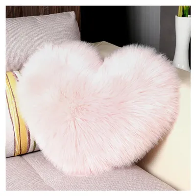 Produktbild von Dekokissen Herzform Plüschkissen Flauschig Waschbar 40 x 50 cm Rosa