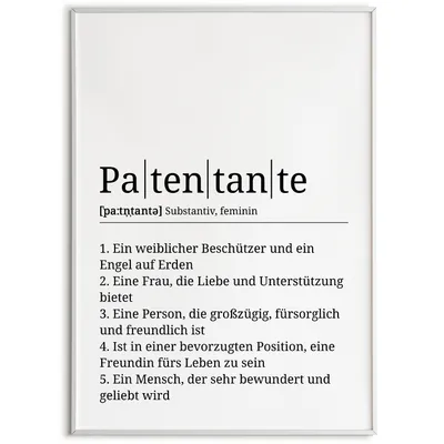 Produktbild von Patentante Poster Definition - Wandbild Geschenk – A4 (21x29.7cm) / schwarzer Bilderahmen