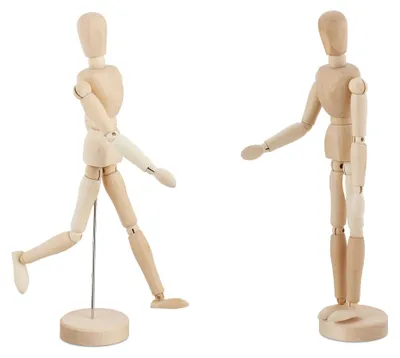 Productafbeelding van Twee houten poppen met scharnierende ledematen, 30 cm