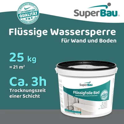 Produktbild von SuperBau Flüssigfolie 25 kg BAD & DUSCHE Abdichten Badezimmer Fliesen Abdichtfolie Duschabdichtung
