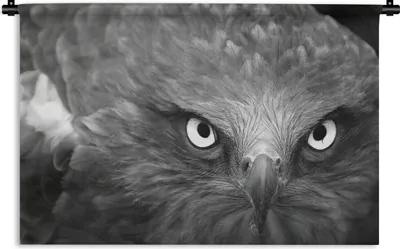 Produktbild von MuchoWow® Wandteppich Wandbehang Adler - Schwarz - Weiß 90x60 cm Tapisserie Dekoration Wandtuch - Wandskulpturen - Bildteppich