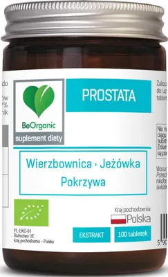 TABLETKI NA PROSTATĘ (WIERZBOWNICA, JEŻÓWKA, POKRZYWA) BIO 100 szt. - BE ORGANIC