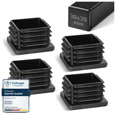 Produktbild von Stuhlfußstopfen, 4 Stück, 30 x 30 mm, für Metallrohre