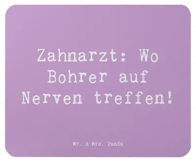 Produktbild von Mr. & Mrs. Panda Mouse Pad Spruch Zahnarzt Nerven - Lavendeltraum - Geschenk, Humor, Berufsgestaltung, Berufsalltag, Zahnmedizin, Mauspad, Zahnpflege, Mousepad, pc, gummi