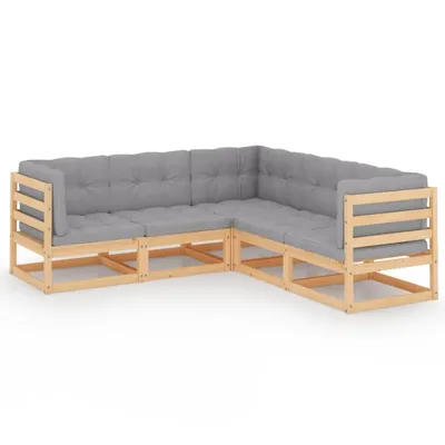 Produktbild von vidaXL 5-tlg. Garten-Lounge-Set mit Kissen Kiefer Massivholz