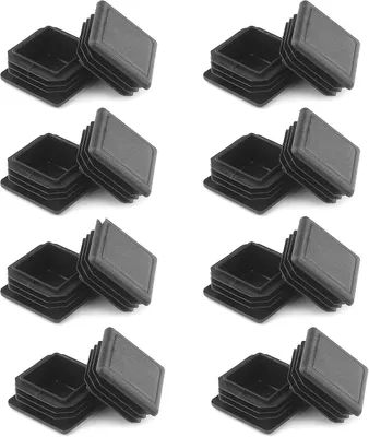 Produktbild von 16 Stück quadratische Endkappen für Rohre, 40x40 mm, schwarze Fußkappen