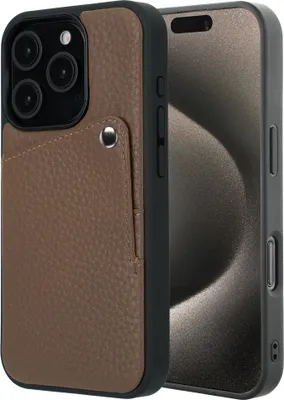 Zdjęcie produktu dla Selencia Riva Tylna obudowa z uchwytem na kartę SIM do Apple iPhone 15 Pro – Mocha Brown