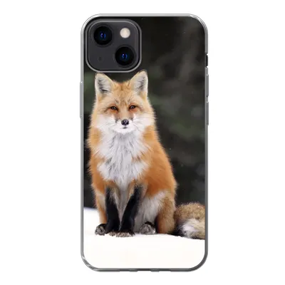 Produktbild von MuchoWow® Handyhülle Schutzhülle Hülle für iPhone 13 Fuchs - Schnee - Rot Silikon Softcase Handy Hülle - Karteninhaber