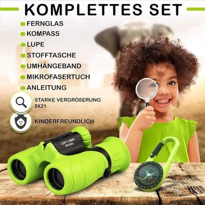 Produktbild von Famanu Fernglas für Kinder - starke Vergrößerung, grün