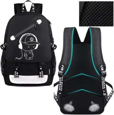 Produktbild von USB Schulrucksack Schulranzen Schultasche Sports Rucksack Freizeitrucksack Daypacks Backpack mit dem Schloss für Mädchen Jungen & Kinder Damen Herren Jugendliche (Schwarz)