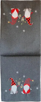 Produktbild von Tischläufer CARINA Wichtel Weihnachten Polyester grau 40 x 140 cm