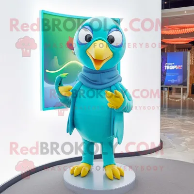 Produktbild von Cyan-Papagei REDBROKOLY Maskottchen kostüm mit Rollkragenpullover und Fußkettchen