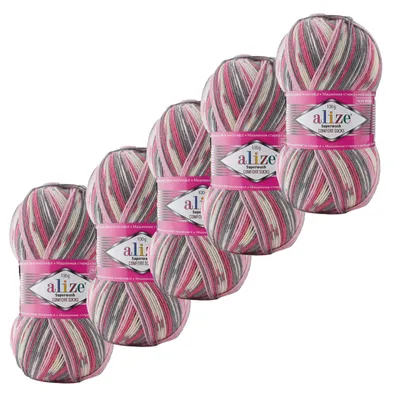 Produktbild von 5x100g Sockenwolle Superwash Comfort 4-fädig Strumpfstrickgarn Farbauswahl