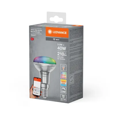 Obrázek produktu pro LEDVANCE SMART+ WIFI R5040, Chytrá žárovka, Wi-Fi, Stříbrná, Integrovaná LED, E14, Více
