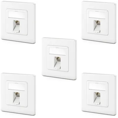 Immagine prodotto di deleyCON, presa di rete CAT7, 1 porta, 10 Gigabit, da incasso, confezione da 5 pezzi - Bianco