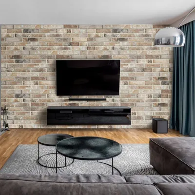 Produktbild von dedeco Wohnzimmerrückwand TV-Wand Wandpaneel Wohnrückwand Rückwand Tapetenersatz, Motiv: Ziegelsteine V2, 300 x 150 x 0,5cm, Nano-Protect: matt, wasserfest, robust, als Wandverkleidung aus Hartschaum PVC