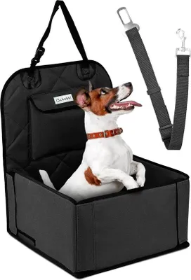 Image de Siège de voiture pour petits chiens, noir, avec un grand espace de rangement