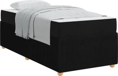 Image de Cadre de lit avec matelas Noir 90 x 190 cm tissu