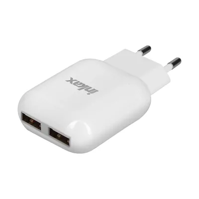 Obrázek produktu pro Napájecí zdroj s 2x porty USB, 2,1 A / 1,0 A, Inkax - bílý
