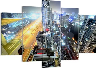 Produktbild von Bild auf Leinwand - Leinwandbild - Architektur Industrie Nacht Licht - 150x100cm - Wand Bild - Wanddeko - Leinwanddruck - Bilder - Kunstdruck - Leinwand bilder - Wandkunst - EA150x100-2642