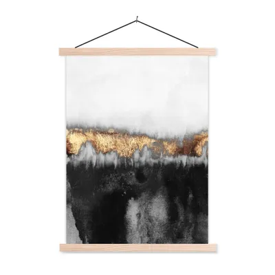 Produktbild von MuchoWow® Textilposter Gold - Chic - Abstrakt 120x160 cm mit holzfarbenen Rahmen - Plakatkarton