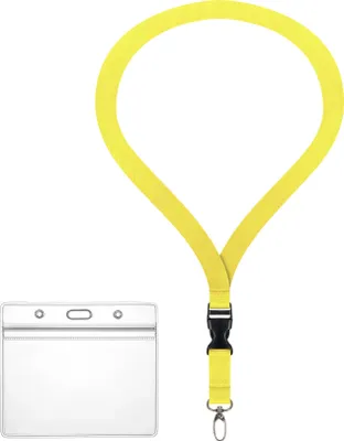 Produktbild von Ausweishülle ZIP Ausweis Halter wasserdicht komplett mit Lanyard GELB 2 cm inkl. Schlüsselband mit security clip Kartenhalter für 1-2 Ausweise Karten