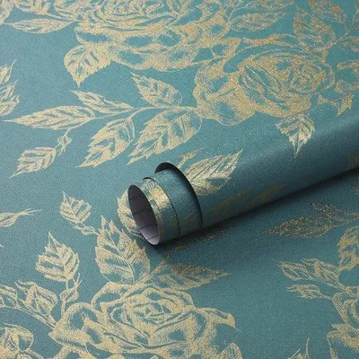 Produktbild von Famanu selbstklebendes Blumen-Tapete mit goldenen Akzenten - 44 cm x 3 m