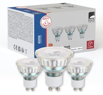 Produktbild von EGLO GU10 Lampe 3er-Set, 3 LED-Reflektor Spots, Reflektorlampen