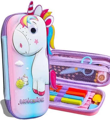 Image de Sac à dos pour l'école pour filles et garçons, sac à dos rose en EVA 3D avec une licorne, grande capacité
