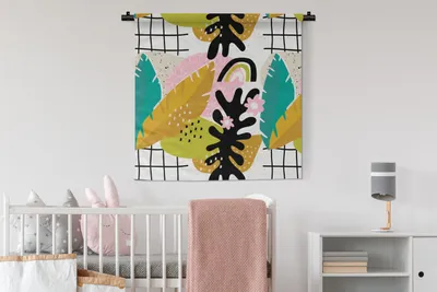 Produktbild von MuchoWow® Wandteppich Wandbehang Blatt - Dschungel - Muster 90x90 cm Tapisserie Dekoration Wandtuch - Wandaufhänger