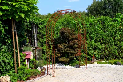 Produktbild von Rosenbogen HOLLAND Rund Gesamtbreite 1,20 m Rost Pergola Metallrosenbogen Gartenbogen Rosensäule Rozenboog Pergola Rose Arches Gartendeko